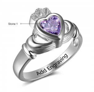 Birthstone Ring, Sterling Silver Personalized Engravable Ring JEWJORI102776